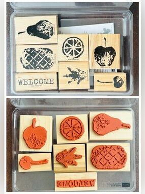 Stampin Up Definitely Decorative Fresh Fruit Wood Mounted Stamp Set Vintage 2005